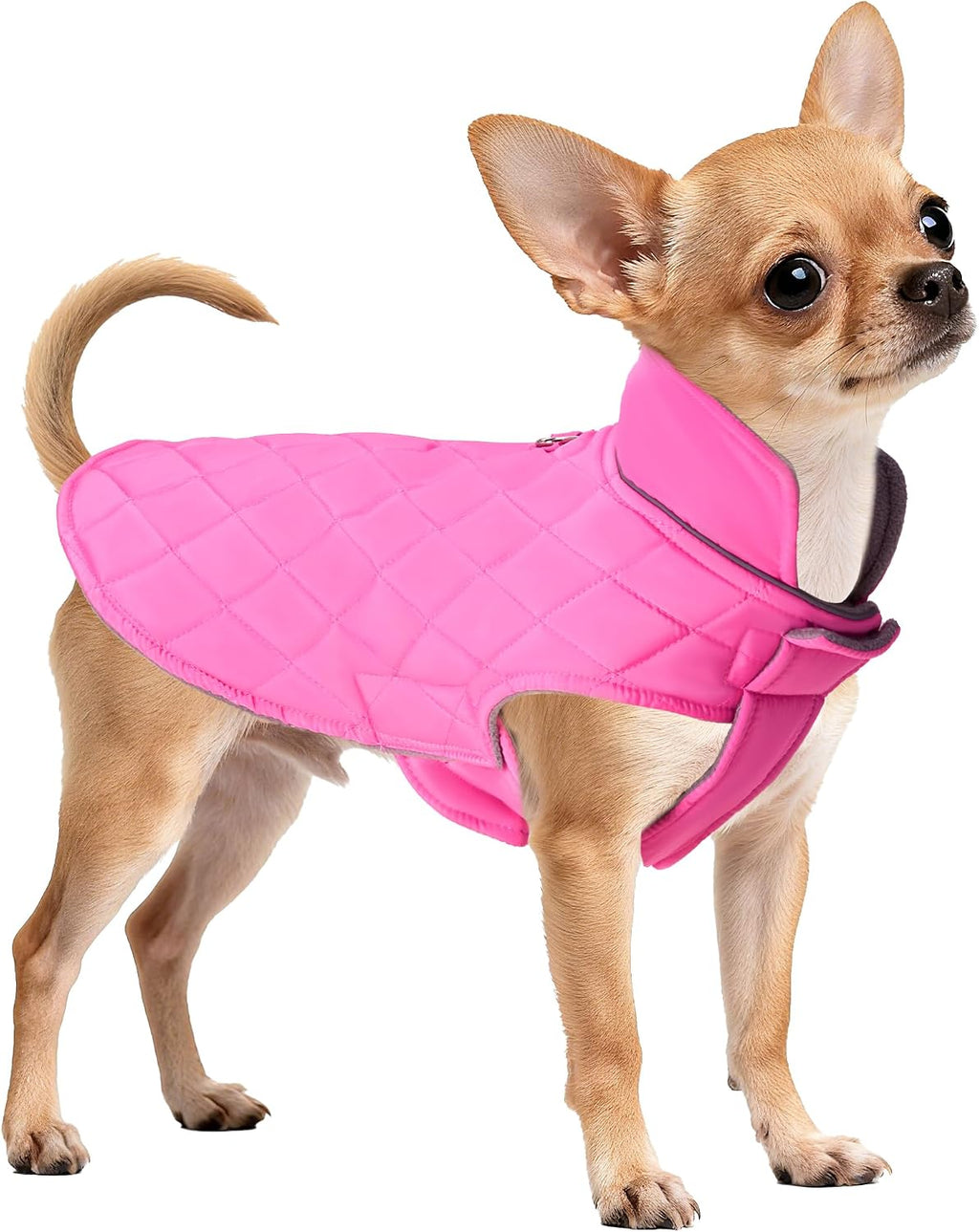 Mile High Life Dog Warm Coat, Small Dog Winter Jacket Windproof Water Resistant Cold Weather Coats Cozy Snow Jacket Vest for Puppies (Hot Pink, Medium Chest 17.3")