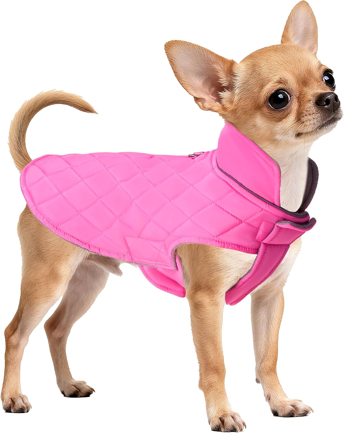Mile High Life Dog Warm Coat, Small Dog Winter Jacket Windproof Water Resistant Cold Weather Coats Cozy Snow Jacket Vest for Puppies (Hot Pink, Medium Chest 17.3")