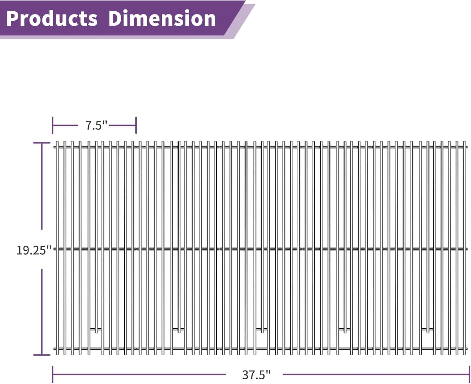 5 Pack 9mm Cooking Grids for Bull Grill Grate Replacement Parts,5 Pack Cooking Grids for Bull 57569, Bull 57568,for 5 Burner Brahma Lion Premium 40-Inch Grills L90000 90000Grill Grates