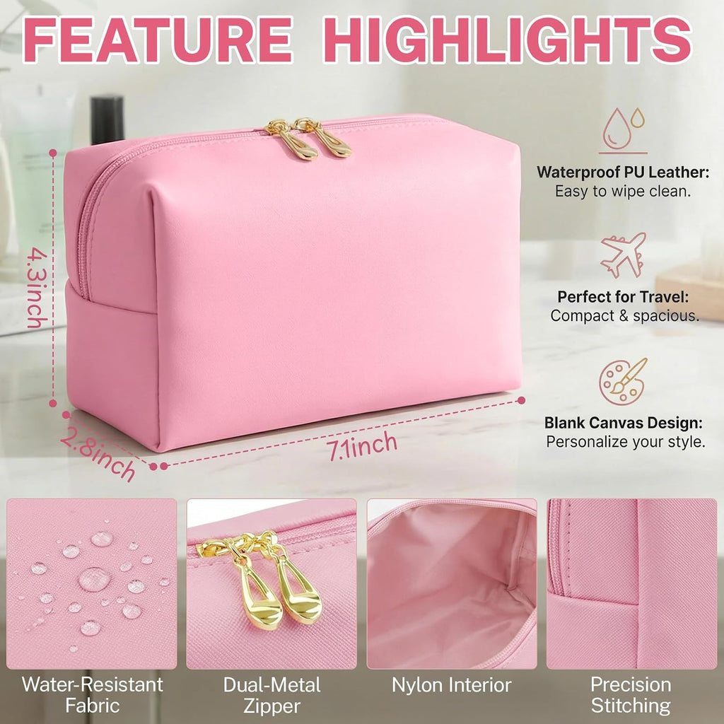 15 Pcs Makeup Bag Bulk PU Cosmetic Pouches Preppy Waterproof Travel Toiletry Bags Aesthetic Storage Organizer Bags Party/Birthday Gift Favors for Teen Girls Women (Vivid Series)