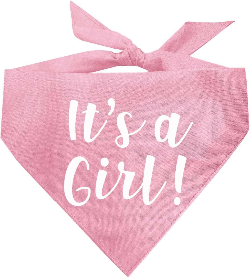 It's a Girl Dog Bandana | 100% Cotton Adjustable Triangle | Made in USA | Gender Reveal | Baby Announcement | Boy or Girl |Baby Pink, One Size (57)