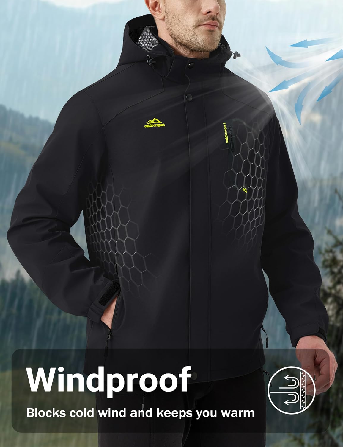 MAGCOMSEN Men's Lightweight Windbreaker Rain Jacket Raincoat with Detachable Hood for Hiking Fishing Activewear