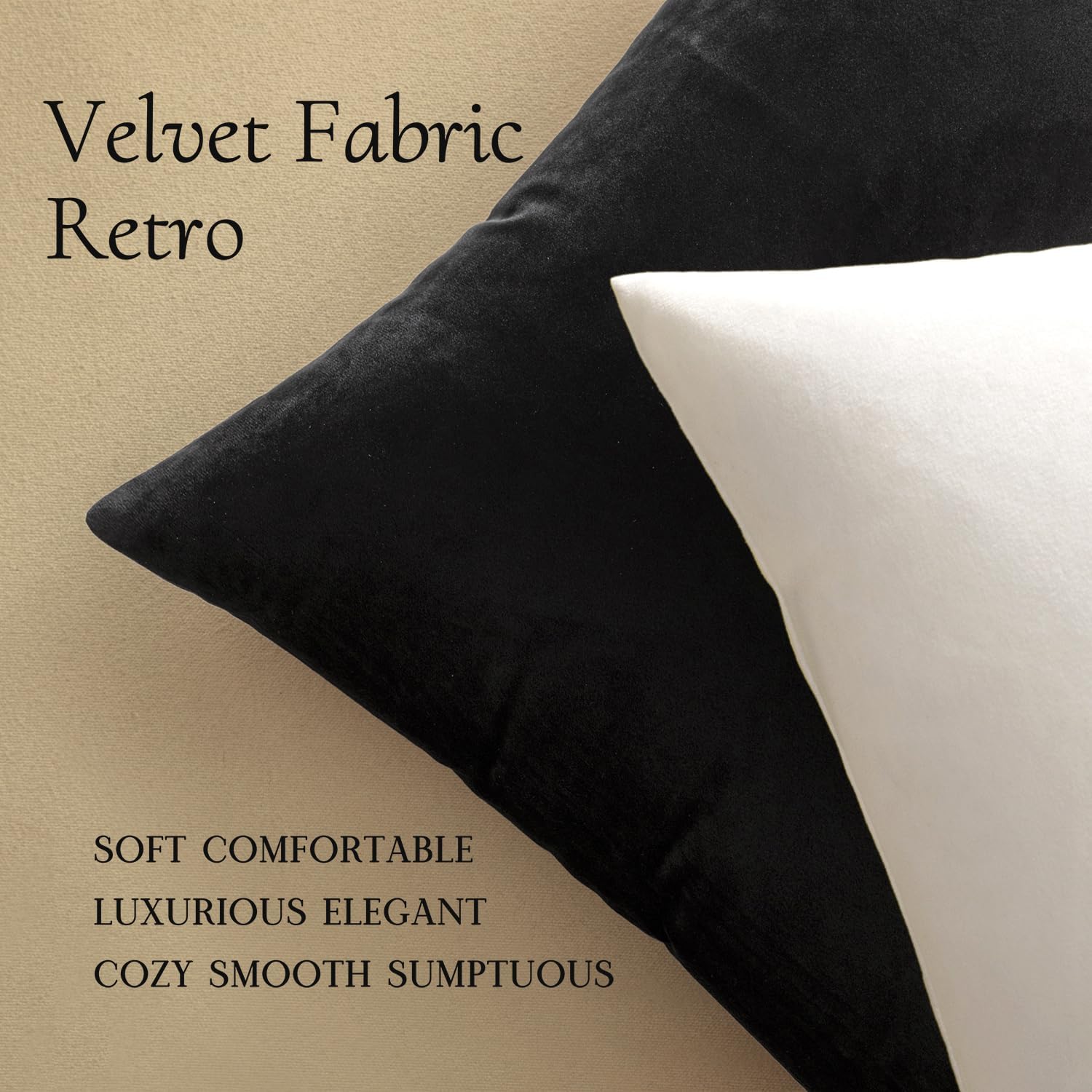 MIULEE Velvet Throw Pillow Covers 18x18 Inch Pack of 2 Black