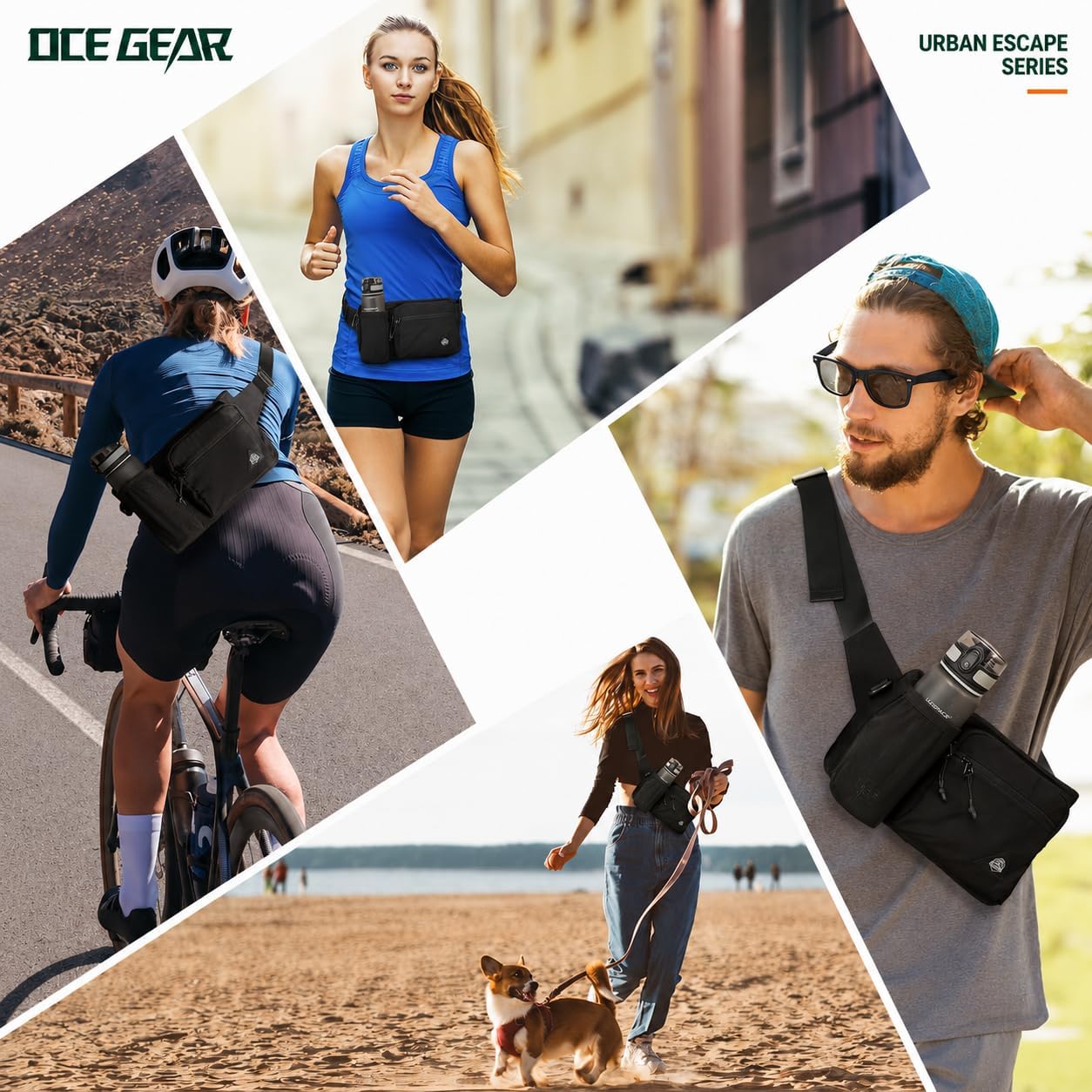 Fanny Pack with Water Bottle Holder for Men Women Waist Bag Running Waist Pack Waterproof for Outdoor Travel Cycling Climbing Walking Fit All Phones (Bottle Not Included)(Black)