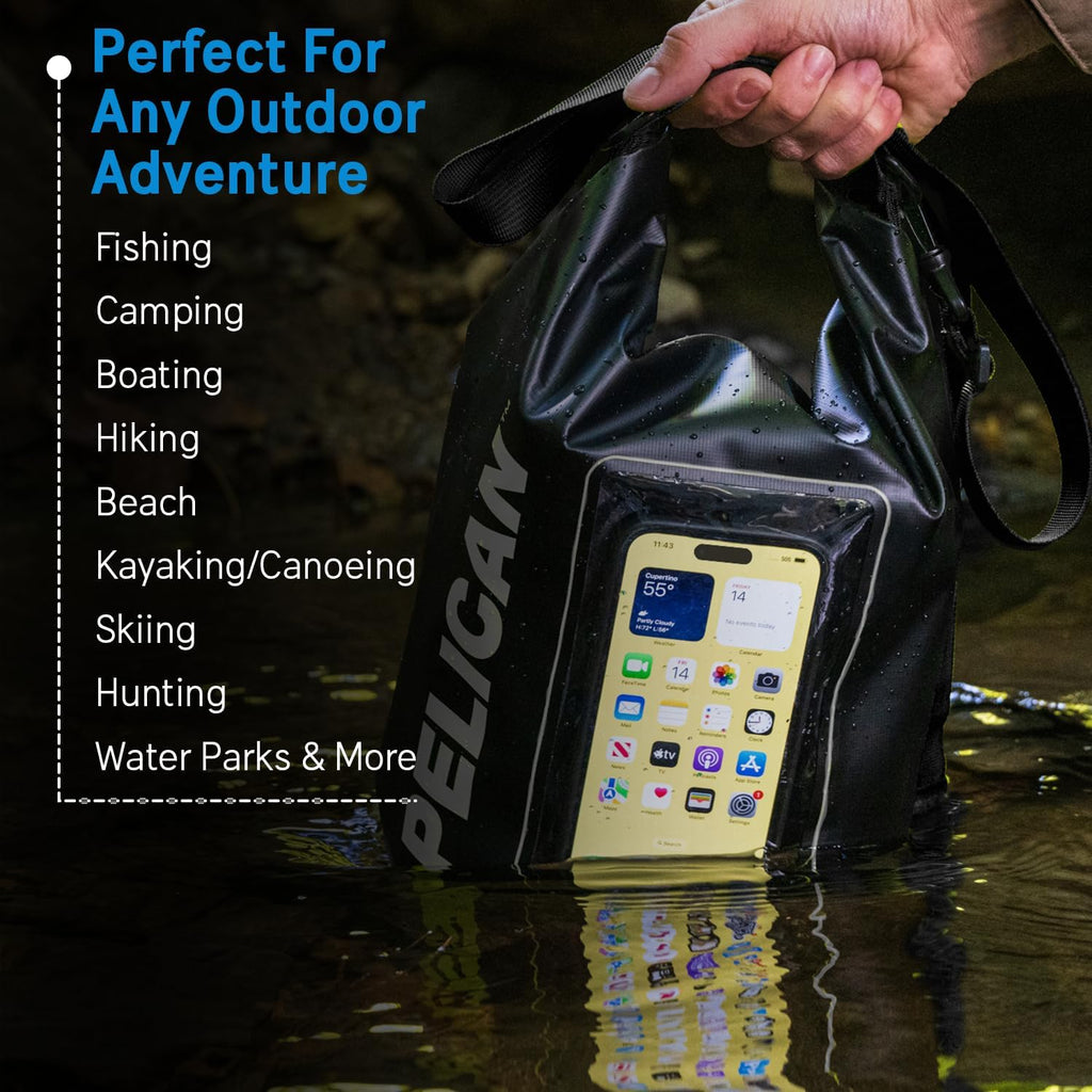 Pelican Marine IP68 Waterproof Dry Bag 5L with Phone Pouch/Case - Black