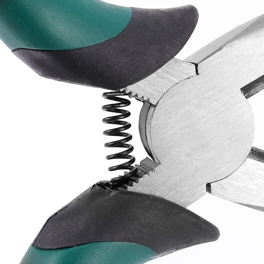 8 PCS 6.3 Inch Spring Needle Nose Pliers, Heavy Duty Steel Nose Side Cutting Pliers Nonslip Rubber Handle Wire Cutter for Crimping Looping Shearing