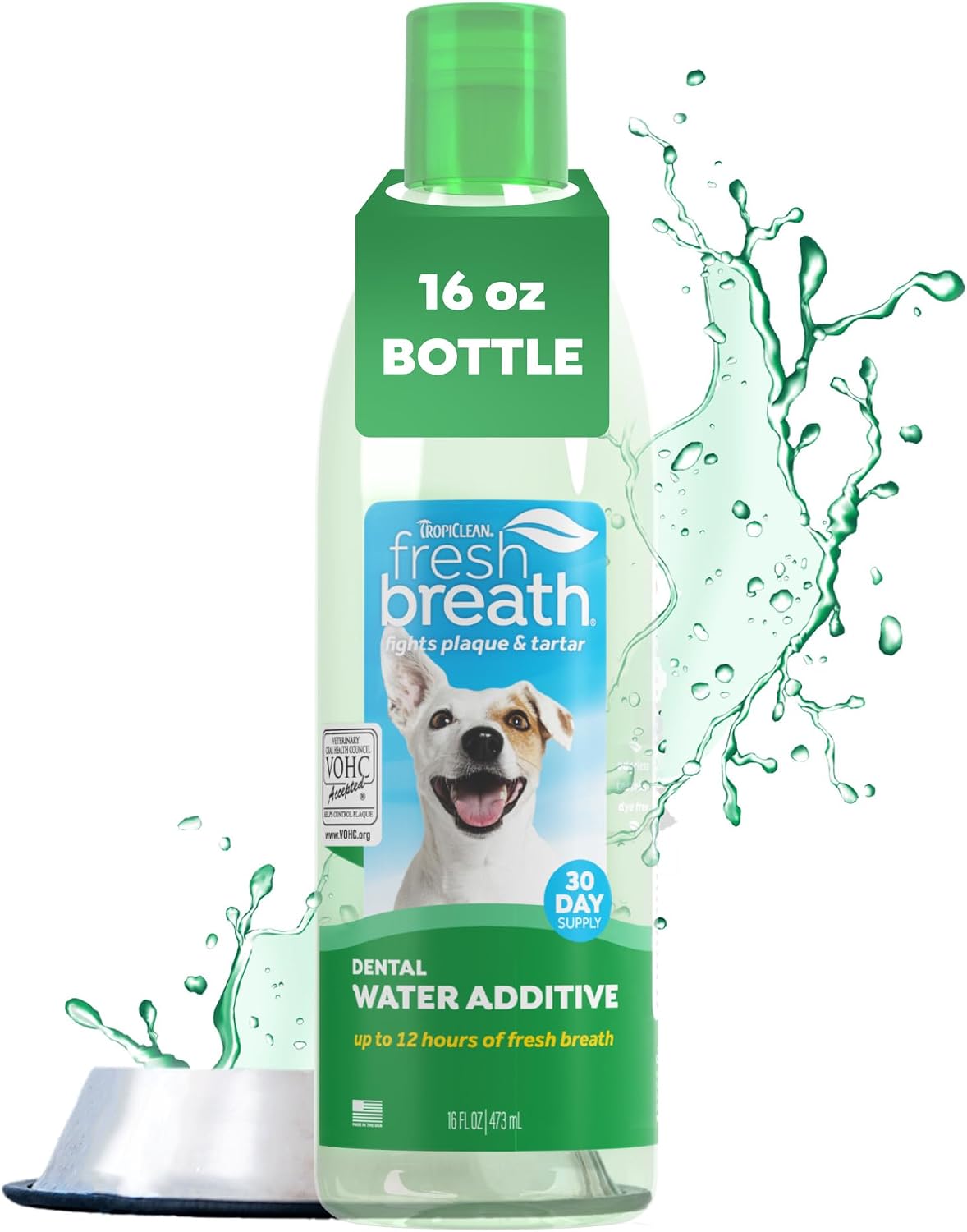 TropiClean Fresh Breath Water Additive for Dogs, Dog Breath Freshener, 16oz
