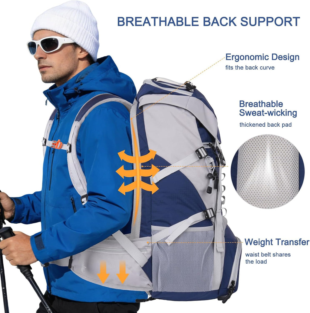 MOSISO 50L Hiking Backpack, Waterproof Camping Backpack