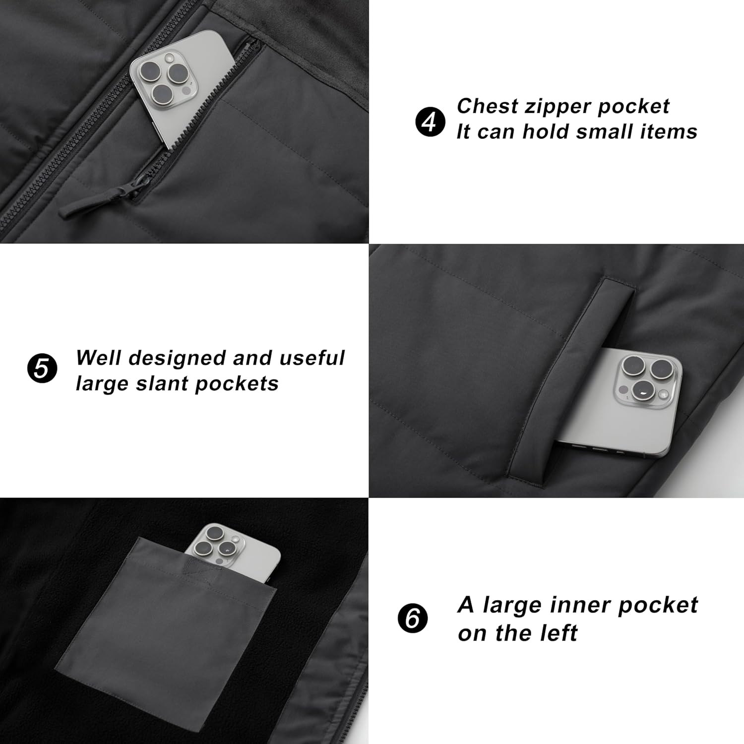 VtuAOL Men's Casual Fleece Lined Vest Outdoor Lightweight Vest Sleeveless Jacket for Travel Hiking