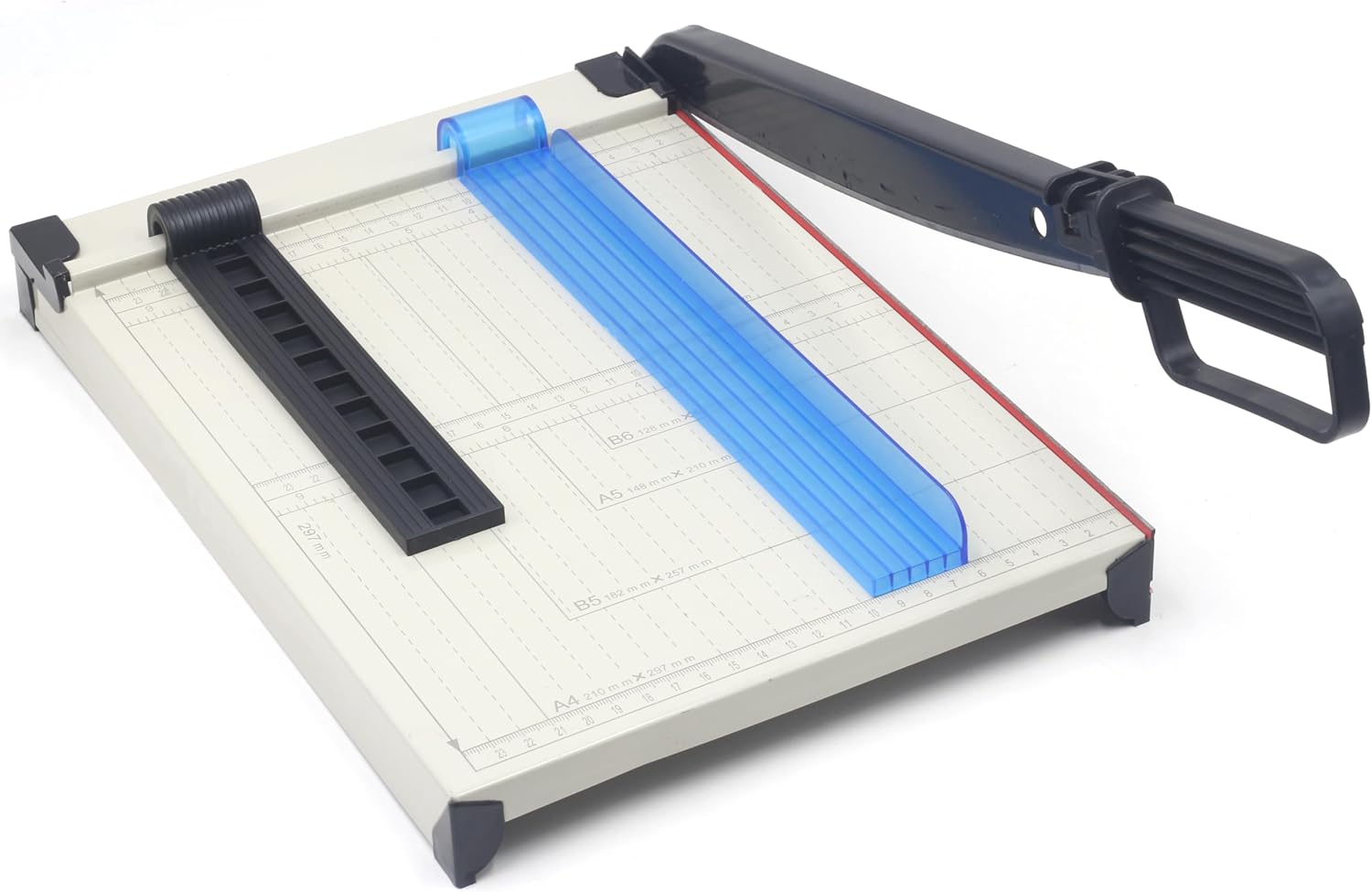 TEXALAN(R) Paper Cutter Letter Size Paper Trimmer 12” Cut Length 12 Sheet Capacity Guillotine Paper Photo Cutter with Magnet Clamp, Paper Guide, Size Guideline