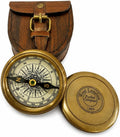 Antique Brass Pocket Compass with Leather Case Gifts | Engraved Compasses for Graduation, Him, Her, Husband, Dad, Son/Friends Compass for Camping, Hiking, Touring