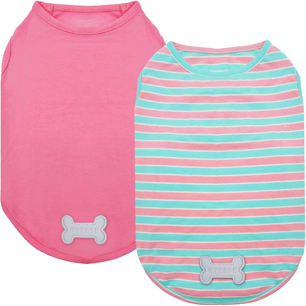 KYEESE 2Pack Cotton Dog Shirt for Small Dogs Soft Striped Tank Top