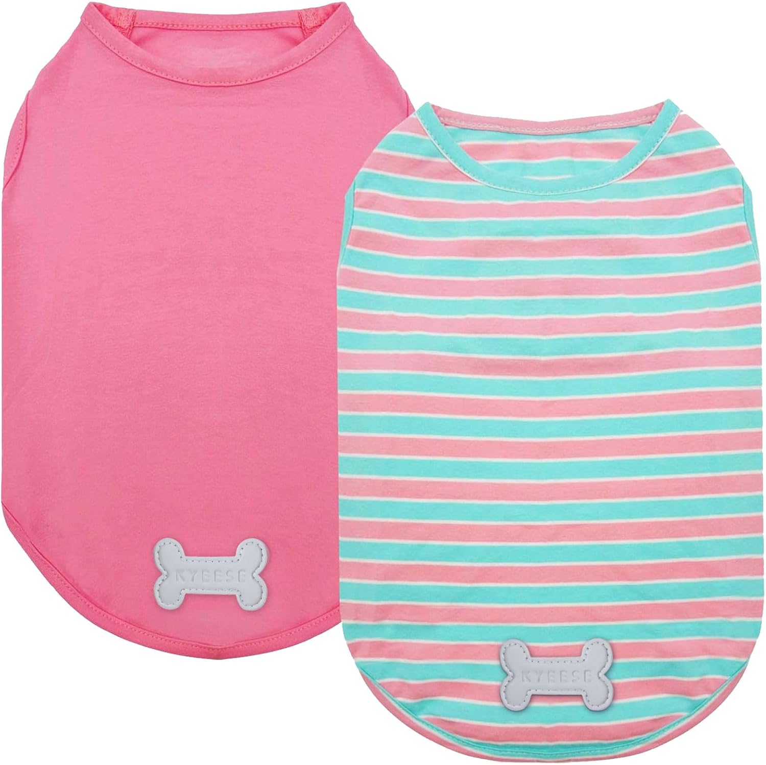 KYEESE 2Pack Cotton Dog Shirt for Small Dogs Soft Striped Tank Top