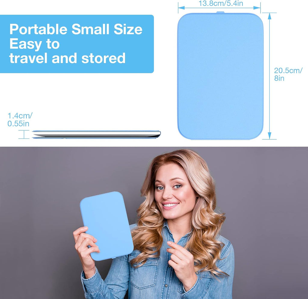 Kintion Travel Makeup Mirror, Portable LED Lighted Folding Mirror (Blue)