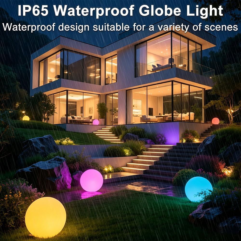 16 In Cordless LED Glowing Ball Light, LED Globe Orb Night Light w/Remote,16RGB Color Changing Waterproof Light Up Ball Rechargeable Indoor/Outdoor Mood Lamp for Nursery Garden Patio Party Bar Decor.