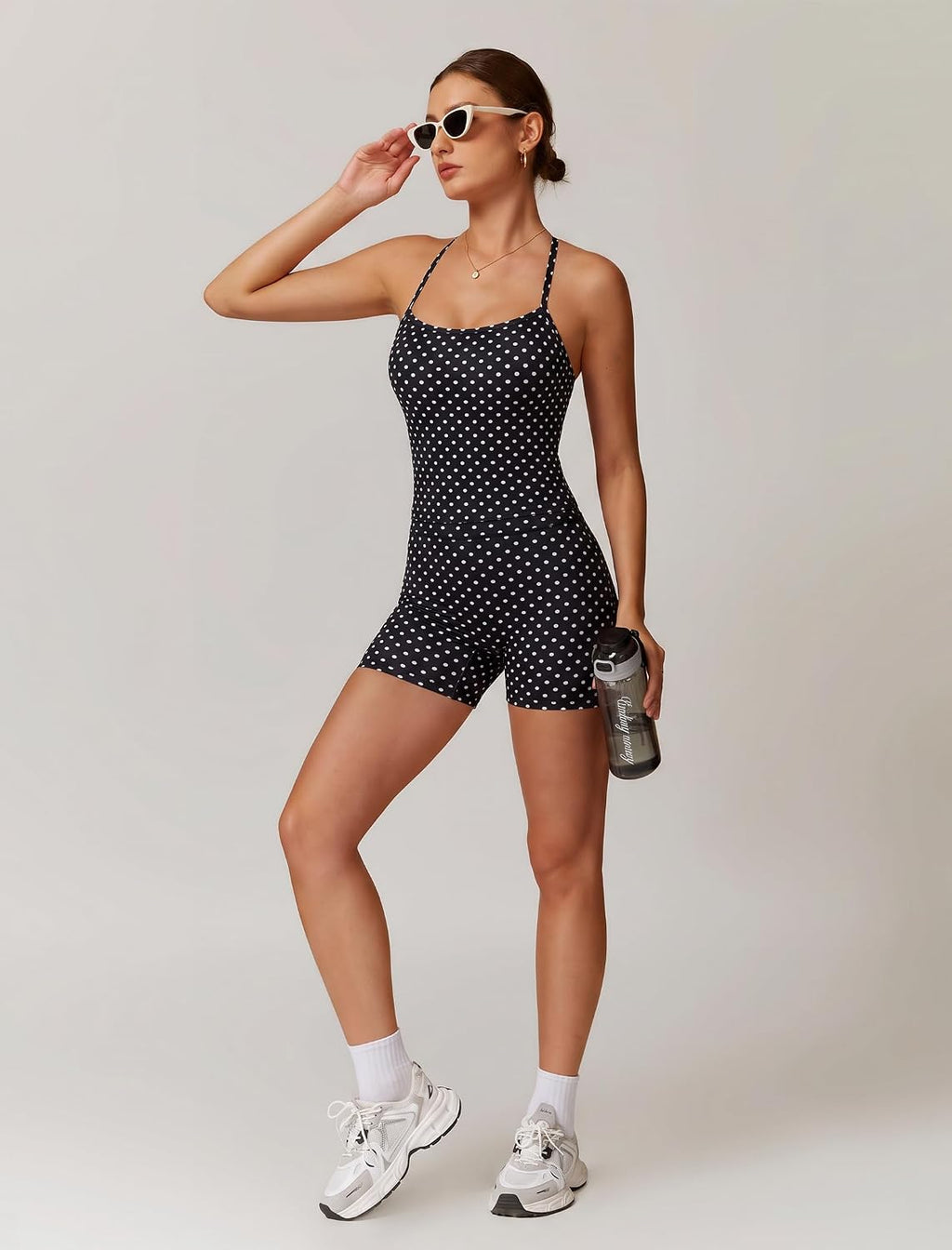 ABOCIW 2 Pieces Workout Sets for Women, Cross Back Tank Top Matching High Waist Biker Shorts, Gym Yoga Pilates Outfits