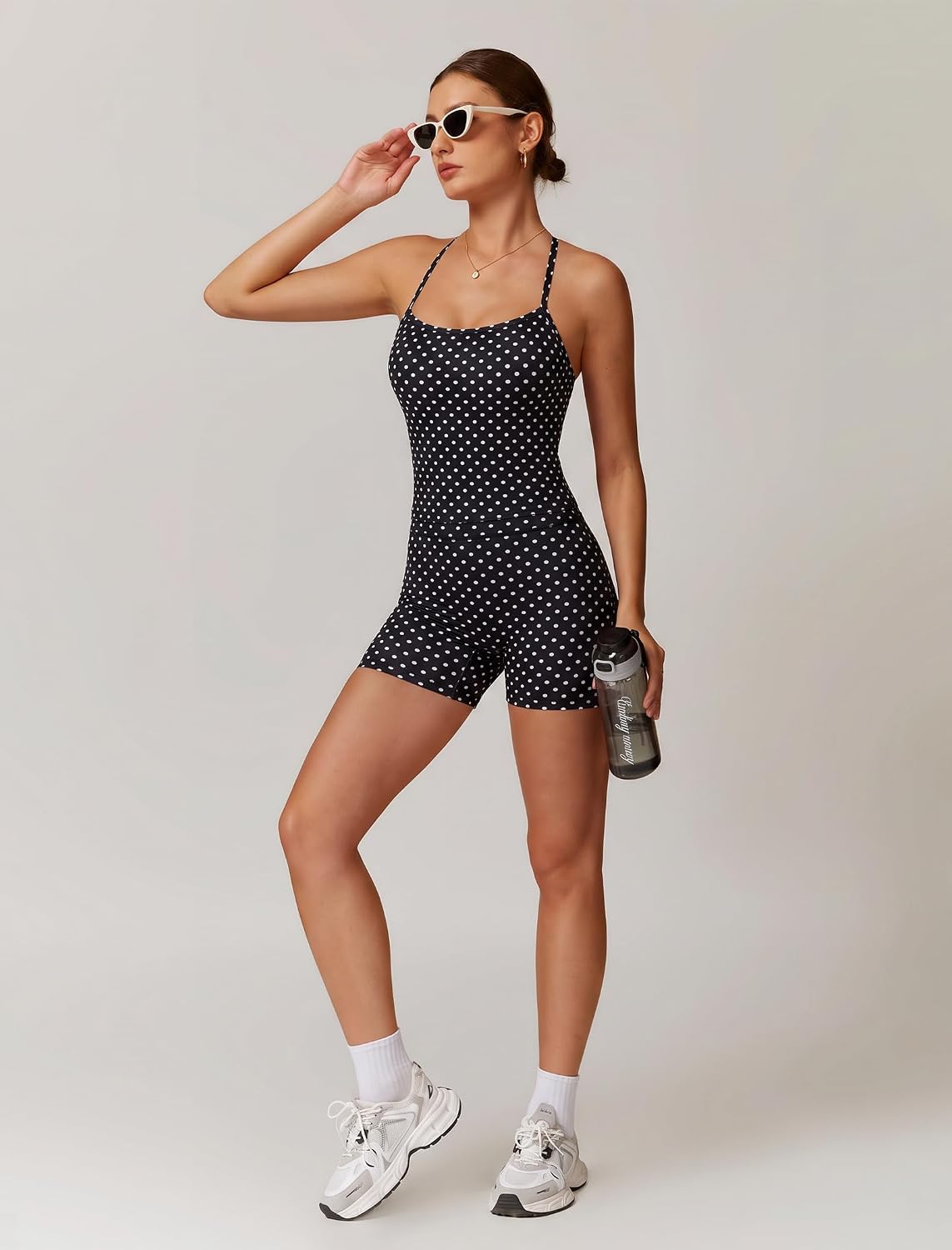 ABOCIW 2 Pieces Workout Sets for Women, Cross Back Tank Top Matching High Waist Biker Shorts, Gym Yoga Pilates Outfits