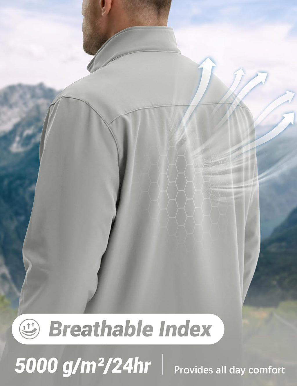 MAGCOMSEN Men's Fleece Lined Softshell Jacket Lightweight Waterproof Windbreaker Zip Up Winter Rain Coat Tactical Hiking