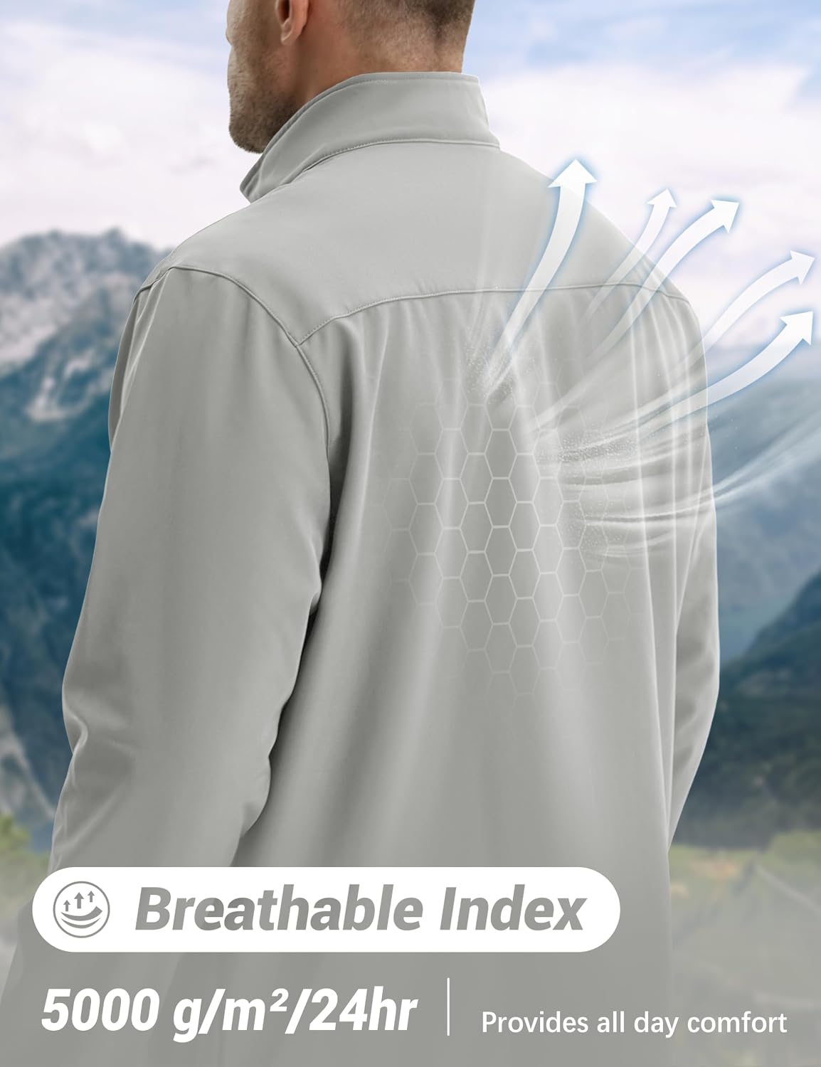 MAGCOMSEN Men's Fleece Lined Softshell Jacket Lightweight Waterproof Windbreaker Zip Up Winter Rain Coat Tactical Hiking
