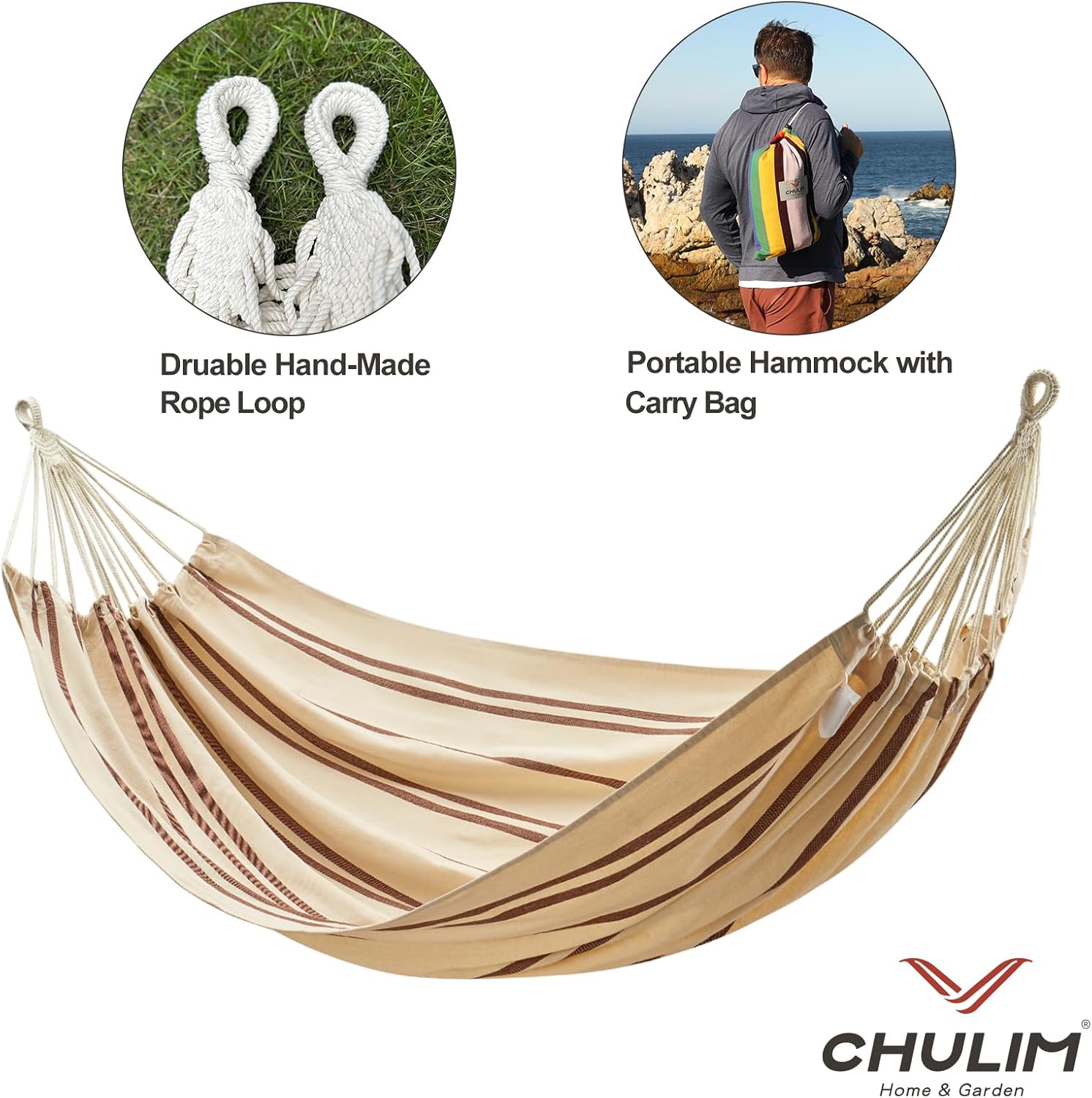 Brazilian Double Hammock with Tree Straps, Extra Large, 450 lbs Capacity