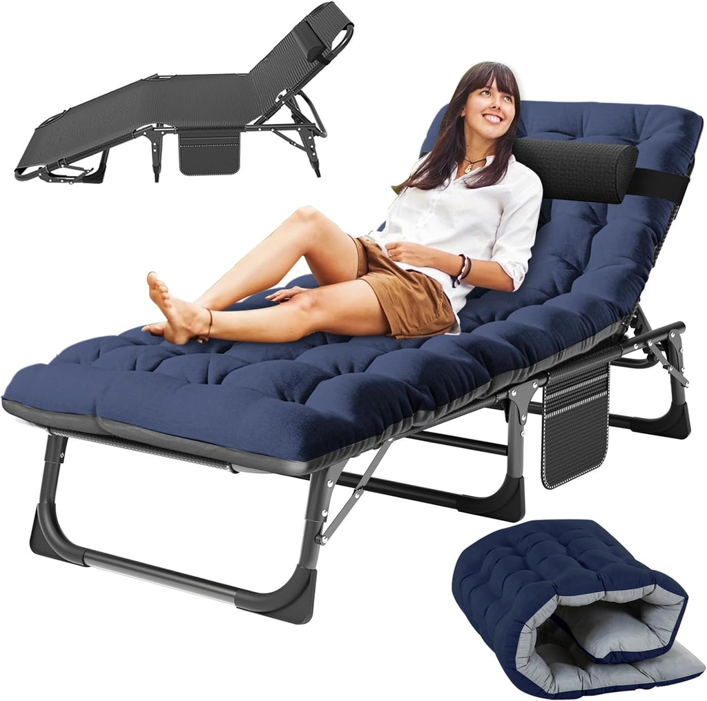 Slsy Folding Camping Cot for Adults, Adjustable Camping Bed with Pad