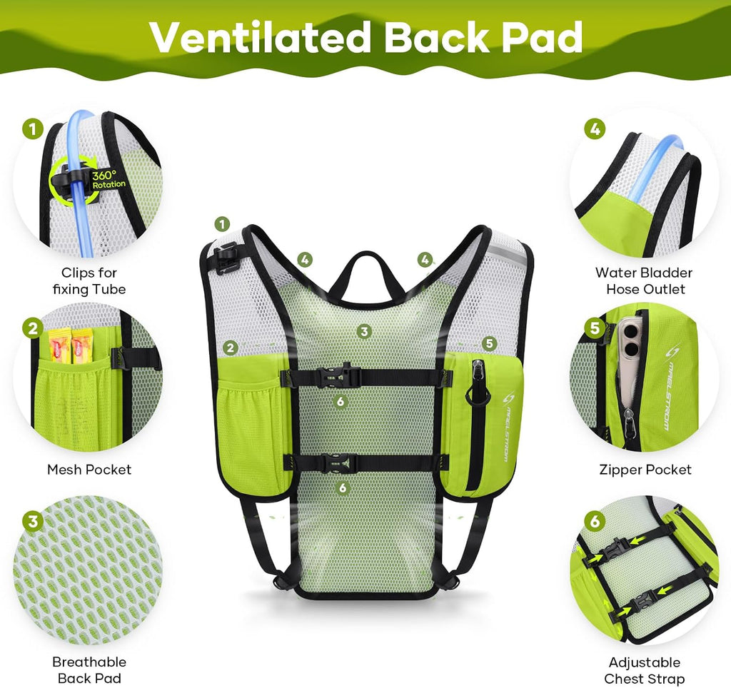 Maelstrom Hydration Backpack with 2L Water Bladder,Lightweight Running Vest