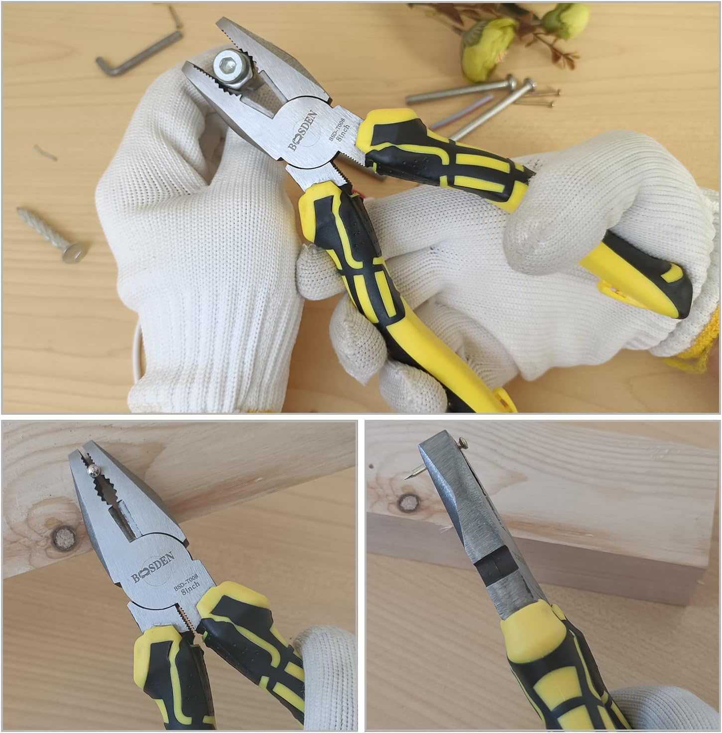 BOOSDEN 8 inch Linesman Pliers with Wire Cutter