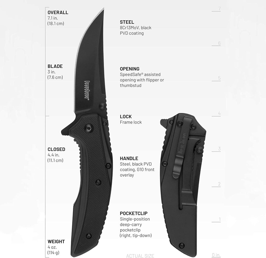 Kershaw Outright Folding Pocket Knife, 8Cr13MoV Stainless Steel Blade, Pocketclip