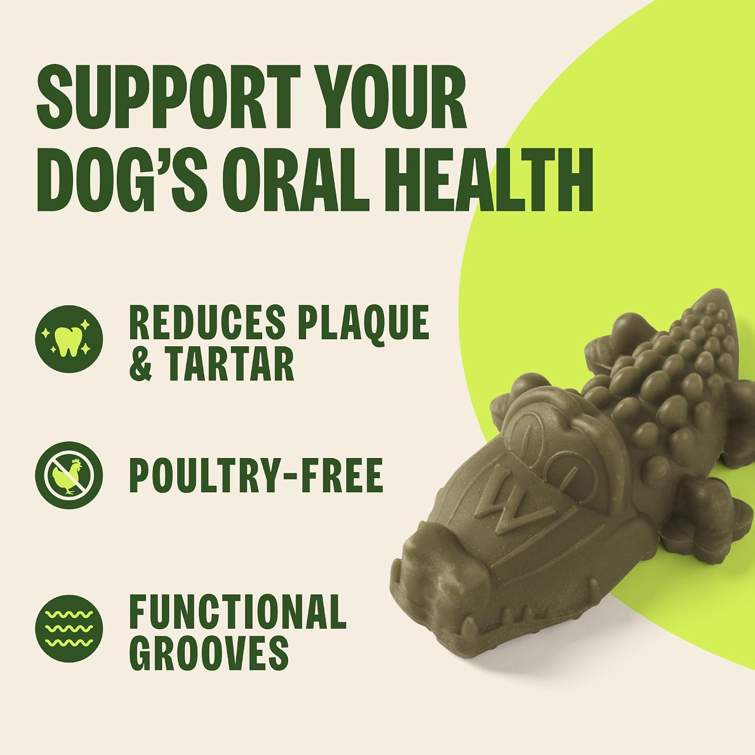 Whimzees Wellness Alligator Natural Dog Dental Treat, Chews, Freshens Breath, Small Size, 12.7 oz Bag, 24 Count
