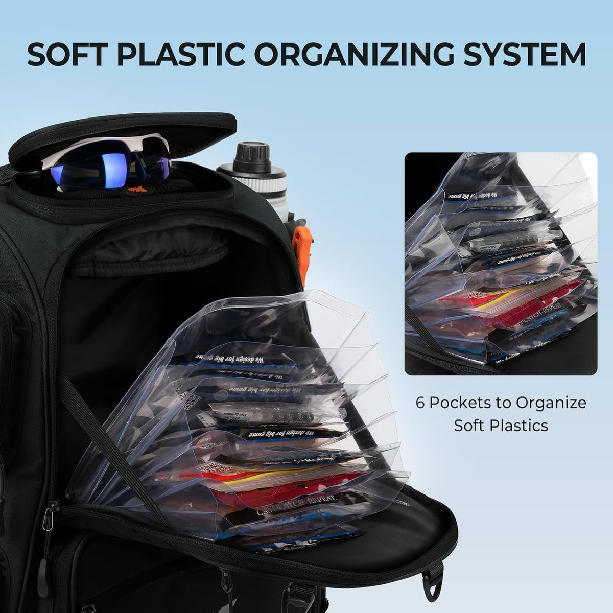KastKing Bait Boss Fishing Backpack with Rod Holders, 4 Tackle Boxes