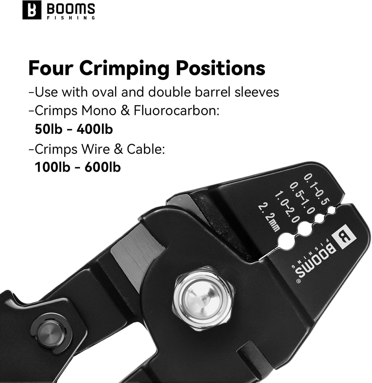 Booms Fishing Crimping Tool Kit: 10.6in Fishing Crimping Pliers with Side Wire Cutters - Up to 2.2mm Crimper, XW40