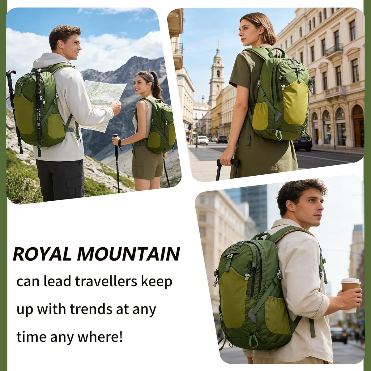 30L Hiking Backpack With Rain-Cover, Lightweight Packable Backpack For Women Men, Hiking Daypack Backpacks Fit For Camping, Sports, Daily Commuting, Short Trips (Green)