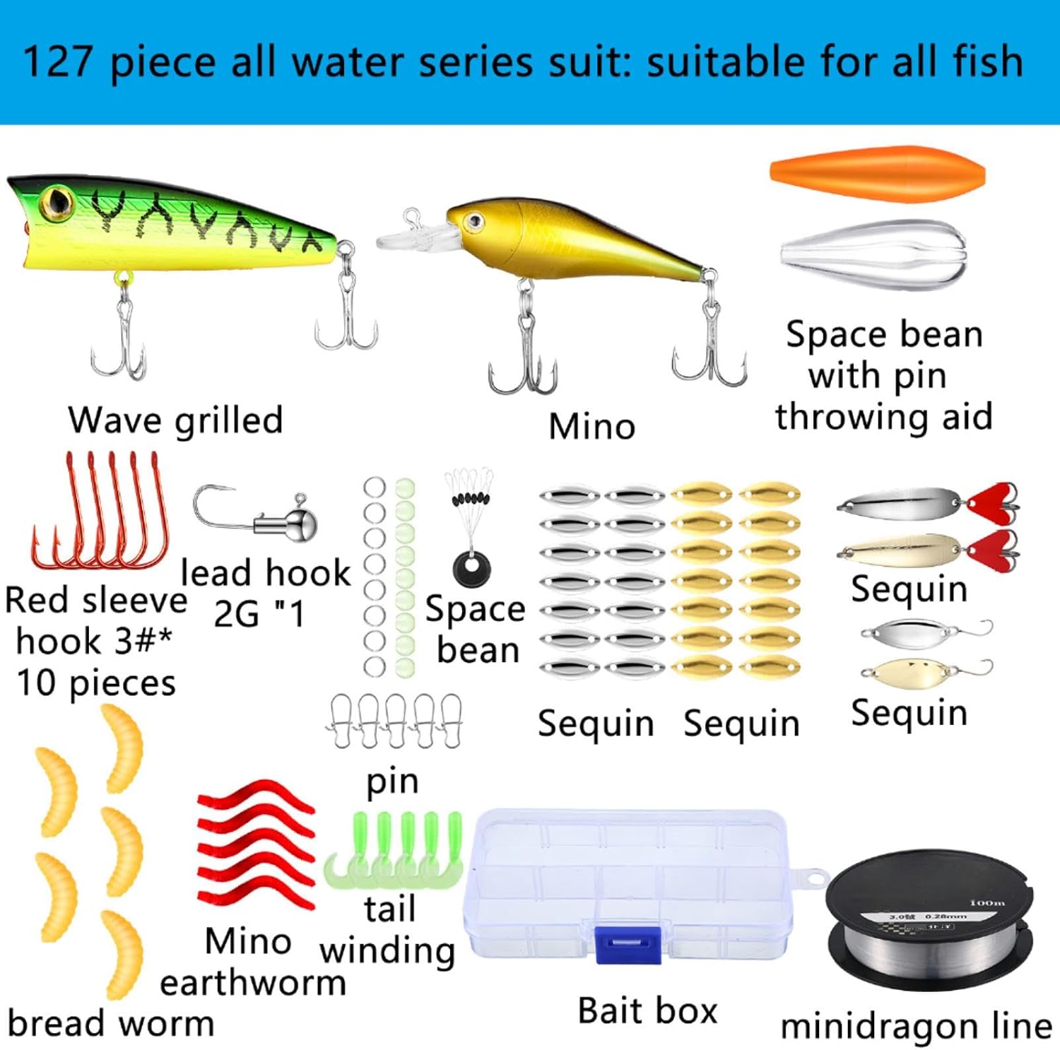 Sosation 134 Pcs Fishing Tool Beginner Starter Kit