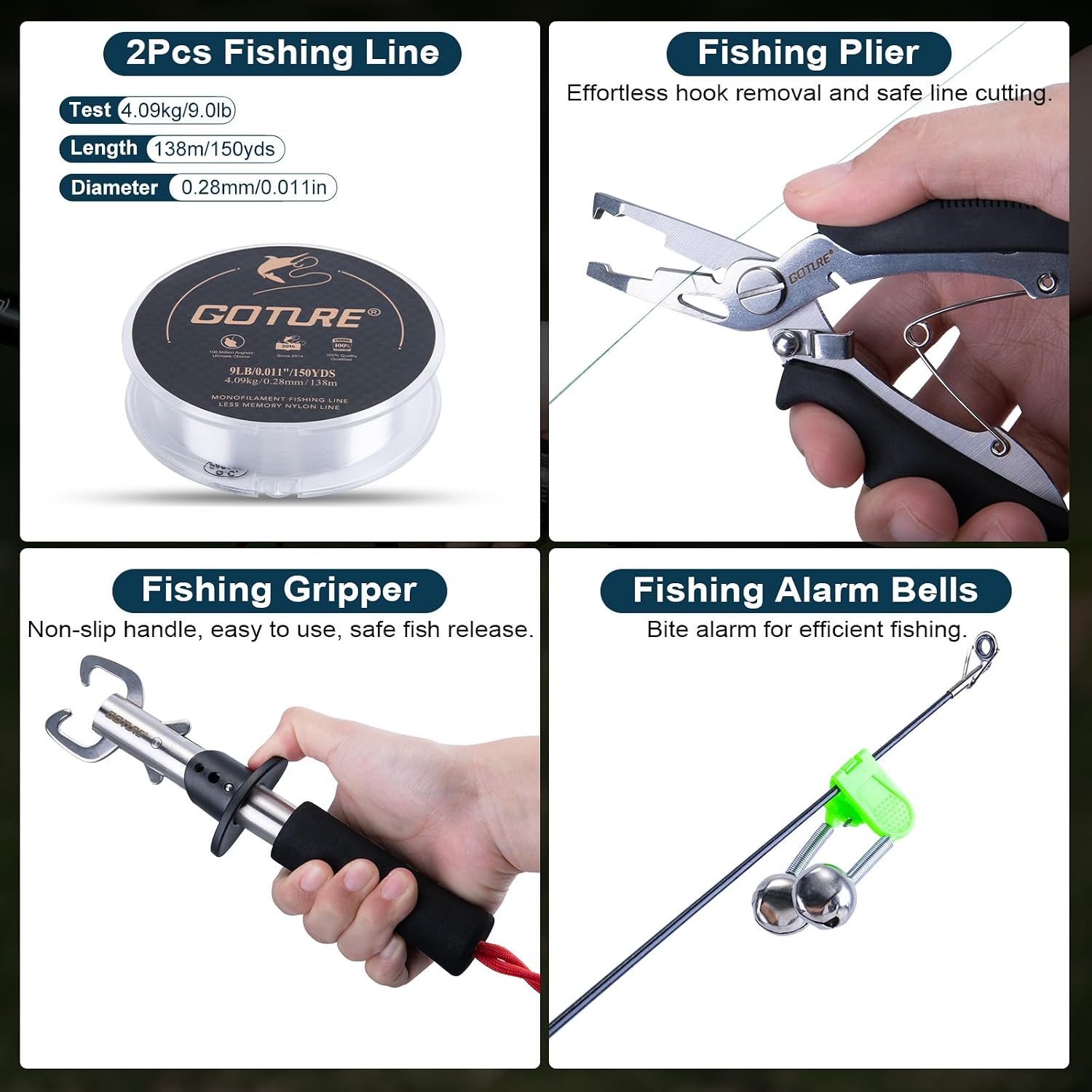 Goture 2-Pack Fishing Rod and Reel Combo with Carrier Bag,1.8M-2.7M