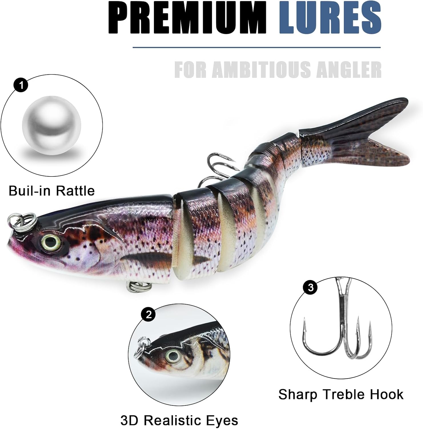 Fishing Lures for Bass Trout Topwater Multi Jointed Swimbaits