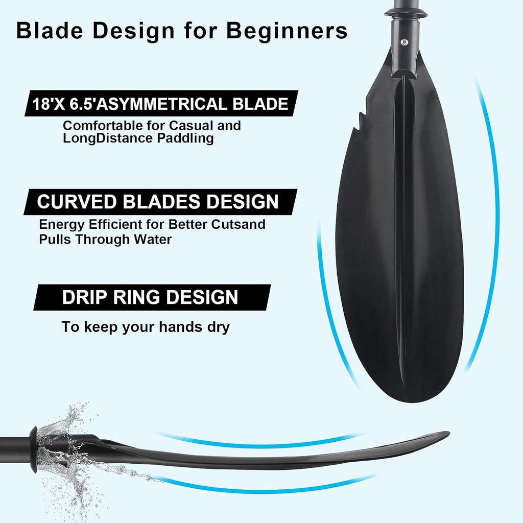 Kayak Paddles for Adults, Kayak Paddles Oars Telescoping Heavy Duty 360° Rotatable Blade with Paddle Leash & Non-Slip Grip Floating Paddle for Kayaking Inflatable Kayaks SUP Canoeing