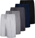 5 Pack Boys Athletic Shorts Basketball Soccer Dry-Fit Shorts with Pockets | Moisture Wicking,Breathable Lightweight Fabric,Sports &Outdoor Wear for Teen Kids Youth, Elastic Waist Pockets