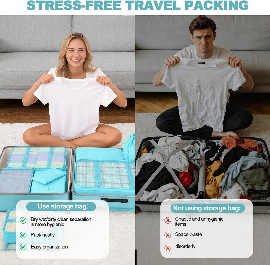 8/9 Set Packing Cubes for Travel, Suitcase Organizer Bags for Luggage
