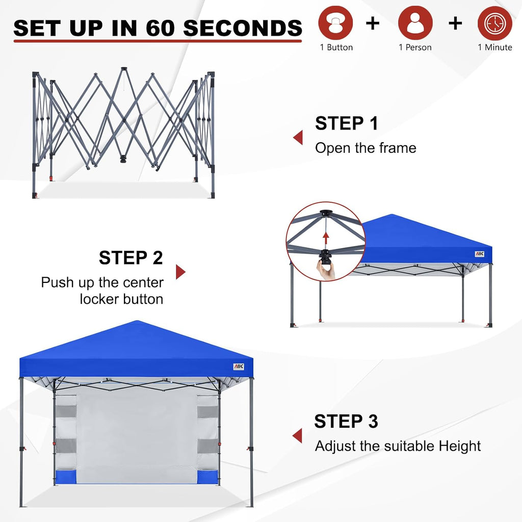 ABCCANOPY 10x10 Pop Up Canopy Tent with Storage Sidewall, Royal Blue