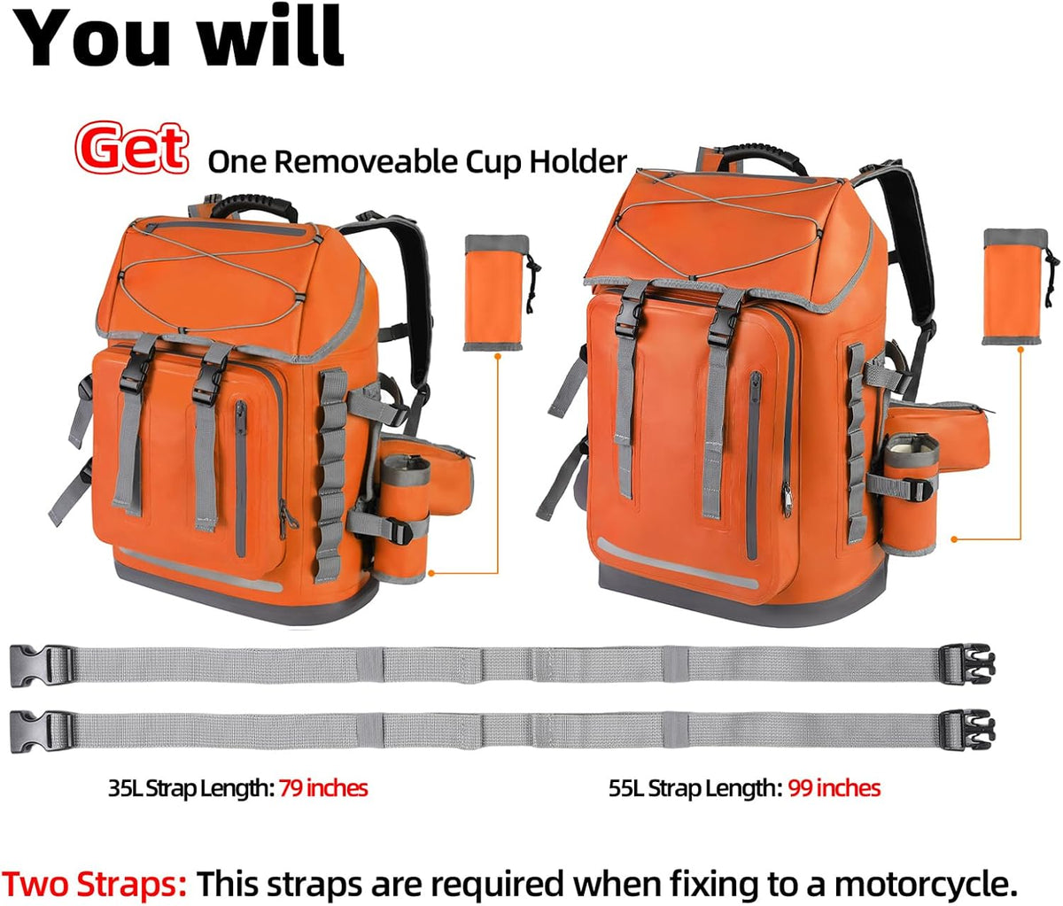 MORXPLOR Waterproof Backpack,Heavy Duty Hiking Backpack,35L/55L Roll Top Closure with Lid,Cushioned Floating Dry Bag Waterproof