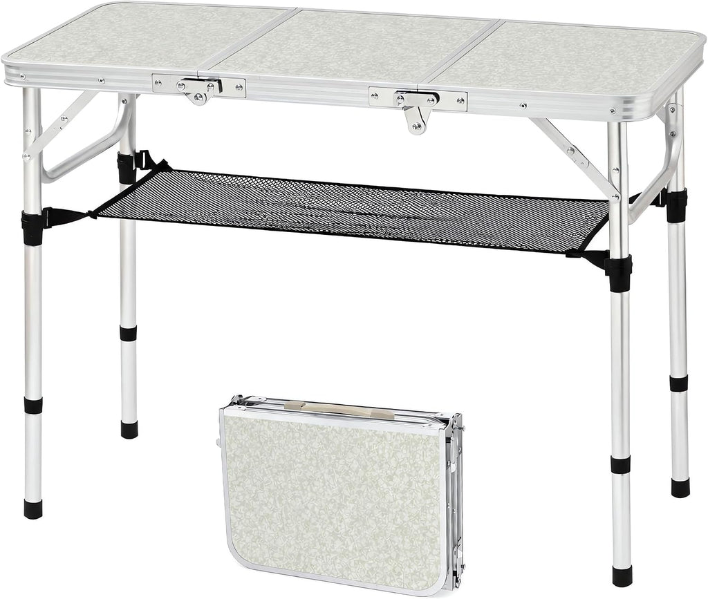 Folding Table Small, 24''L x16''W Camp Aluminum Table, Lightweight Portable