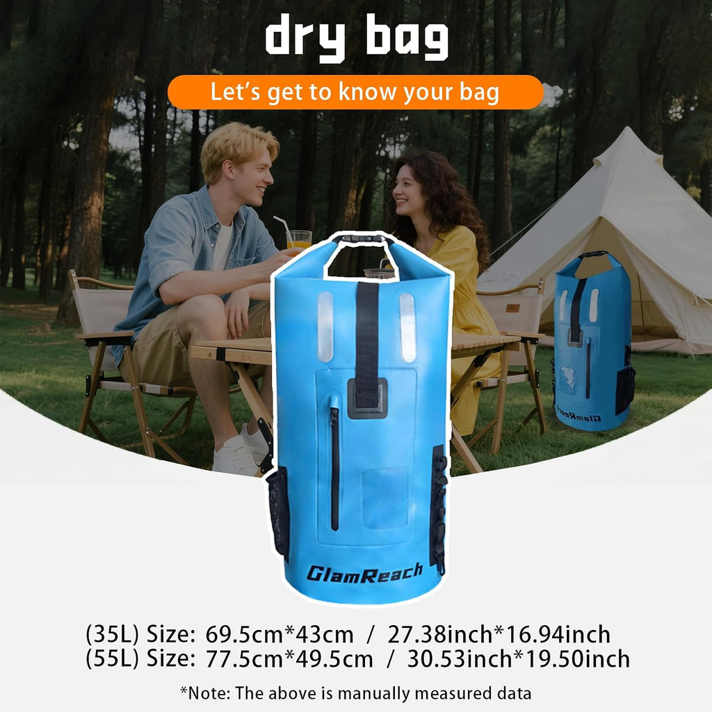 Waterproof Backpack, 35L Dry Bag for kayaking, Hiking, Travel, Camping,Fishing & Paddle Boarding with 2L dry bag for Men &Women