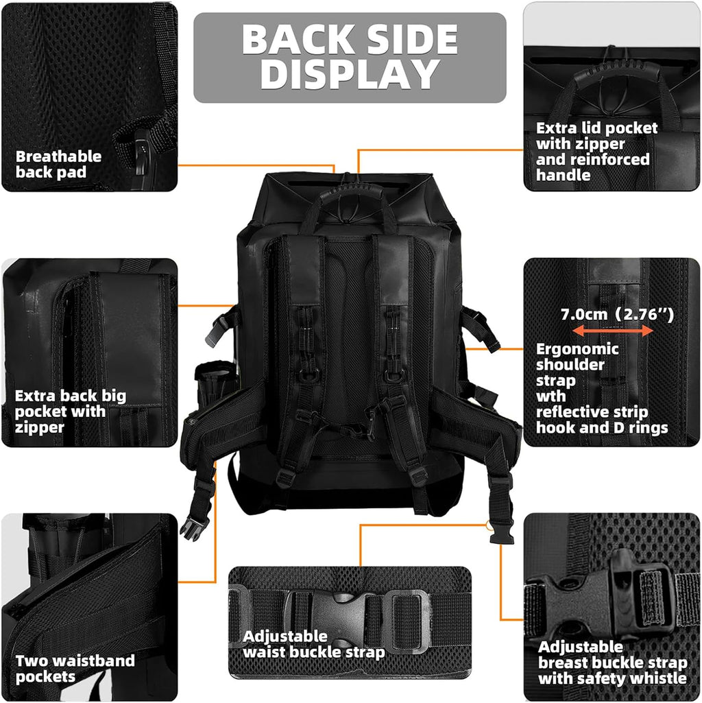MORXPLOR Waterproof Backpack,Heavy Duty Hiking Backpack,35L/55L Roll Top Closure with Lid,Cushioned Floating Dry Bag Waterproof