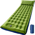 Camping Sleeping Pad, 6 inch Thick Ultralight Camping Mat with Pillow, Built-in Foot Pump Inflatable Sleeping Pads Compact for Camping Backpacking Hiking Traveling Tent,Single,Green