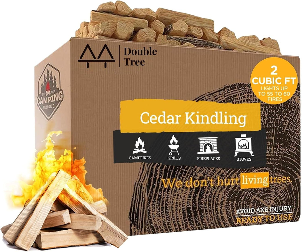 Double Tree Fire Starter Kindling, 100% Natural Cedar, 2 Cu Ft