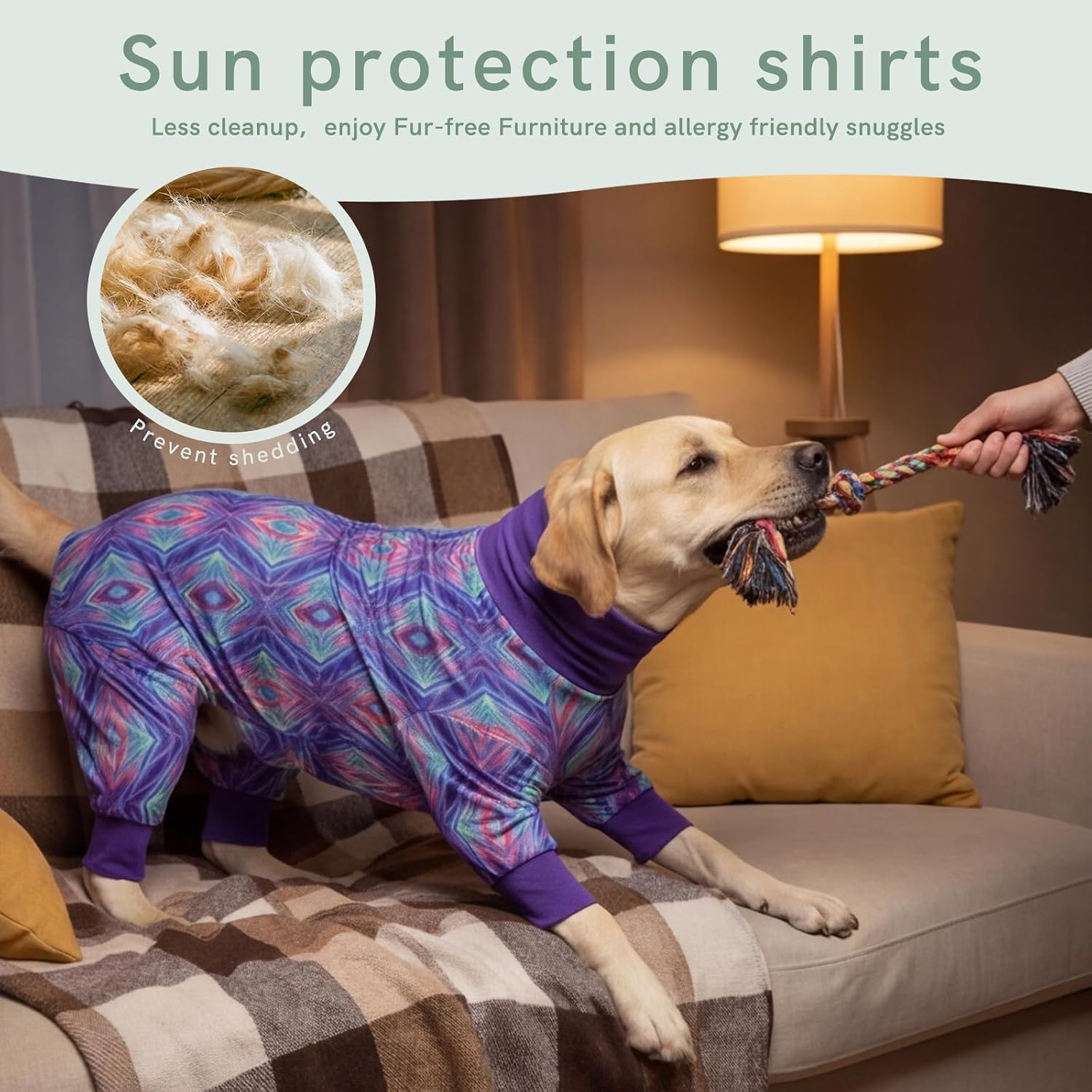 Dog Anxiety Relief Pajamas, Dog Sun Protection UV Shirt for Medium Small Large Dogs, Breathable UPF 50+ Pet Clothes for Outdoor, Travel, Beach Gear