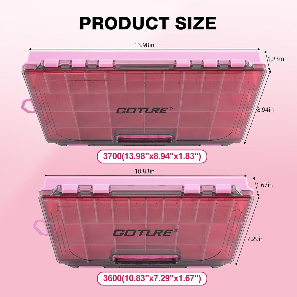 Goture Fishing Tackle Box Organizer| 4 Pcs 3700 Tackle Tray| Ergonomic Grip