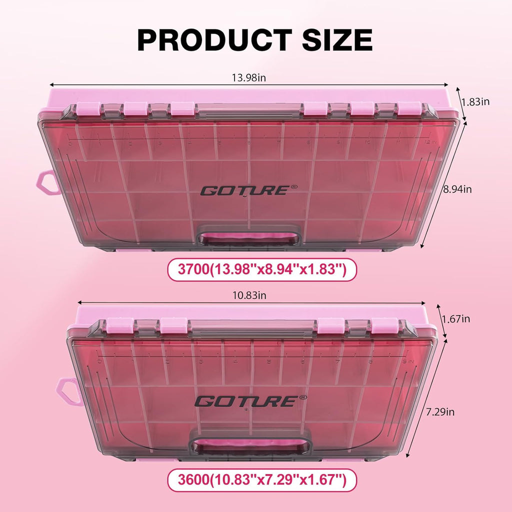 Goture Fishing Tackle Box Organizer| 2 Pcs 3700 Tackle Tray| Ergonomic Grip