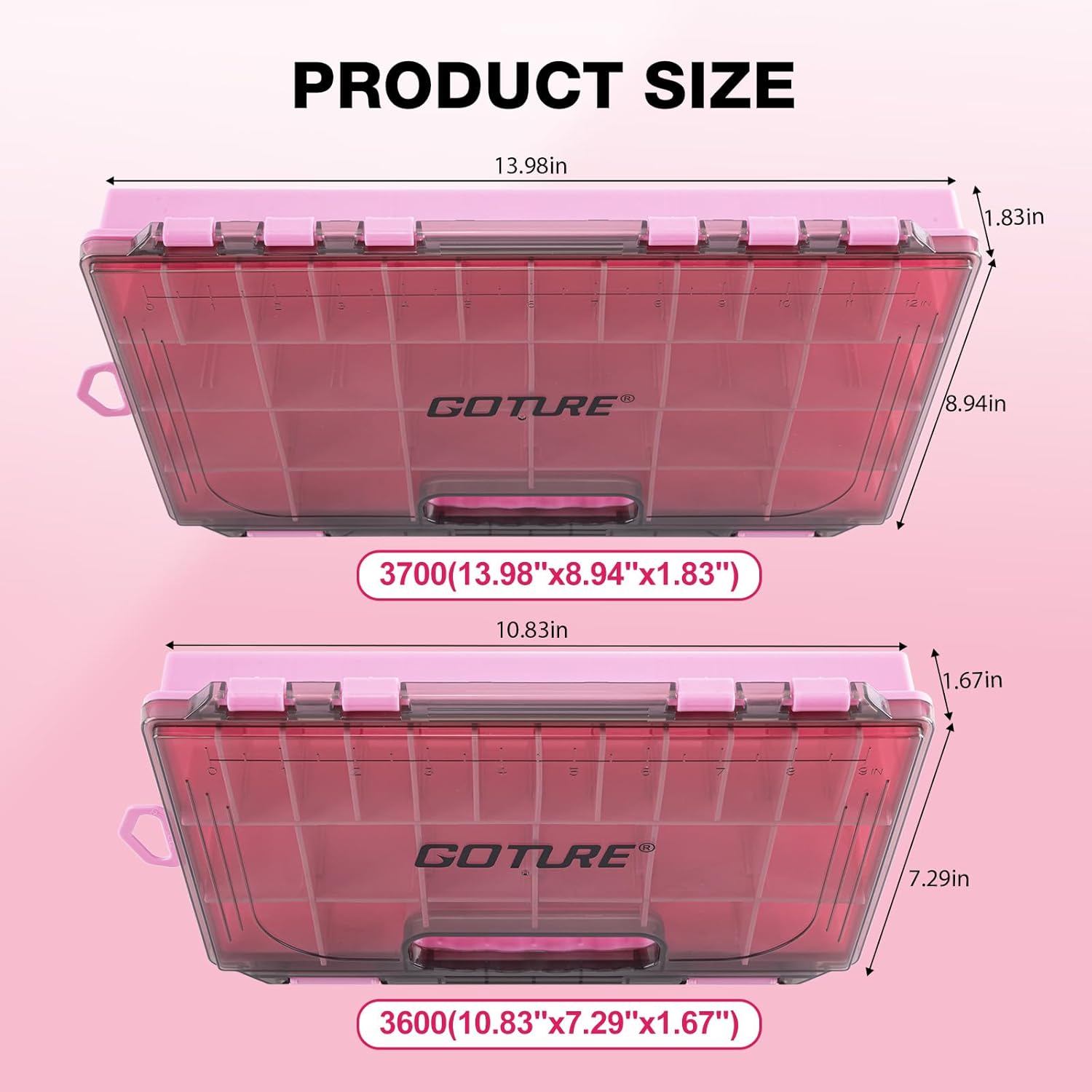 Goture Fishing Tackle Box Organizer| 2 Pcs 3700 Tackle Tray| Ergonomic Grip