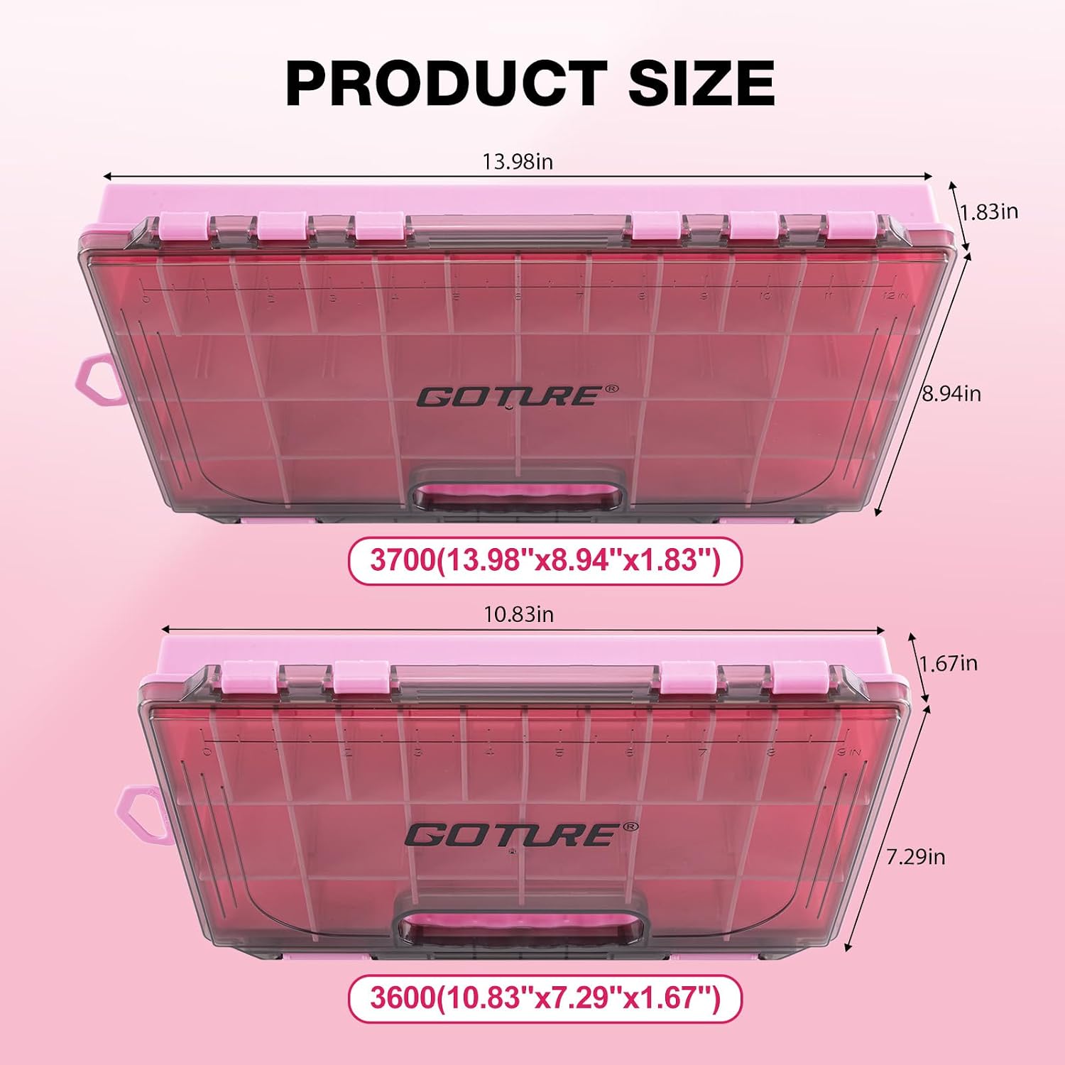 Goture Fishing Tackle Box Organizer |2 Pcs 3600 Tackle Tray| Ergonomic Grip